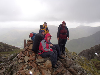 Summit - Haystacks - It is wet and windy - and who said camp here?!