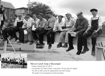 Men at Lunch Atop a Skyscraper Photo Re-enactment