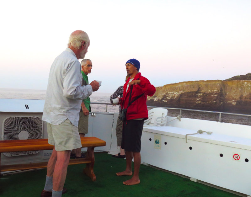 Before breakfast on the top deck