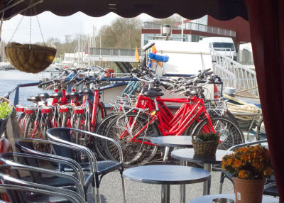 The deck of the Fleur: the bikes await