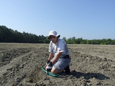 Pops digging for diamonds at Crater off Diamonds State Park Arkansas