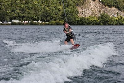Kimberley Brown up on the wakeboard