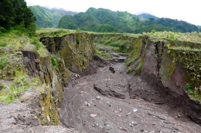 Mudflow Gorge at the Merapi Volcano, Sumatra, Indonesia