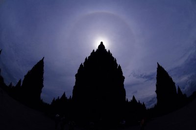 Solar Halo at the Prambanan Temple Compounds