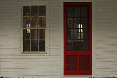 I see a red door