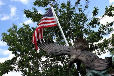 A bald eagle sculpture