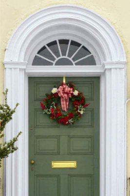 Stately Doorway at Christmastime