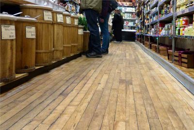 DiBrunos just remodeled but kept the vintage floor. Imagine all the souls who have shopped here over the years since 1939!