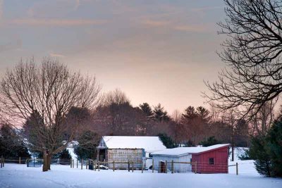 Cold Winter Evening on the Farm