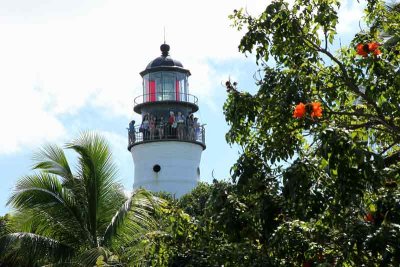 The view of the Key West Lighthouse as seen from the second floor porches of the Hemingway Home.