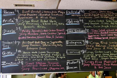 Part of the menu chalkboard.