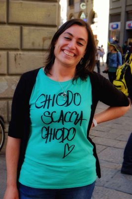 A young woman on the streets of Florence wearing our namesake!