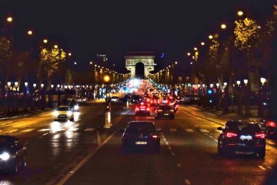 The Champs Elysees and the Arc de Triomphe