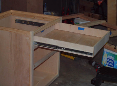Drill Press Stand with first drawer fullly open
