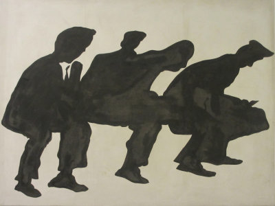 Sergio Lombardo 1963 - Piazza Navone = Enamel on Canvas