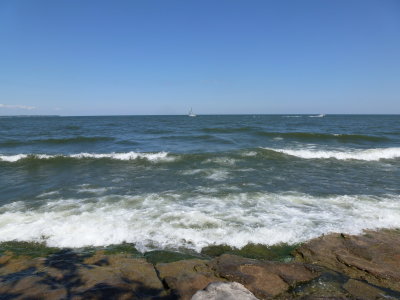 Waves were high - couldn't sit on our usual rock!