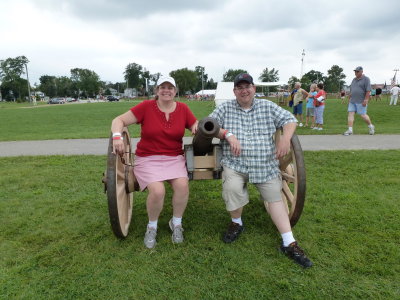 Taking a rest on one of the cannons from the Civil War encampment at the lake front