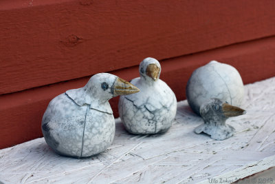 Raku-burned ceramic birds