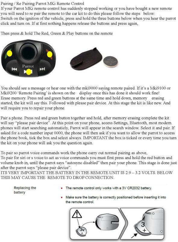 parrot mki remote control