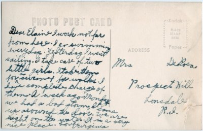 Point of Rocks - Acoaxet, Mass. reverse