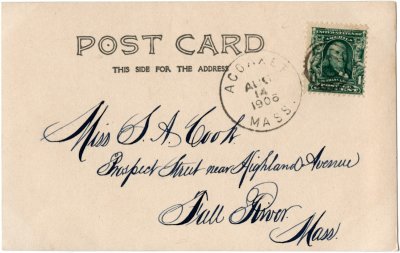 Westport, Harbor. Mass. 600 (undivided back) reverse