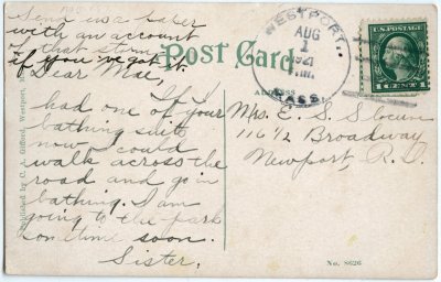 Bird's Eye View of Westport, Mass. (1921) reverse