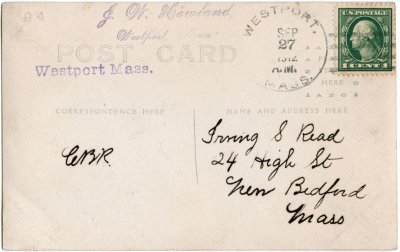 Westport Mass. (Howland, Head looking east) reverse