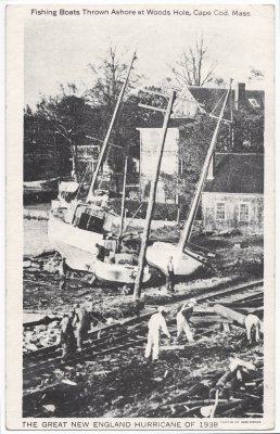Great New England Hurricane of 1938 - Fishing Boats Thrown Ashore at Woods Hole