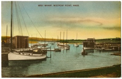 West Wharf, Westport Point, Mass. (E.D. West, hand colored)