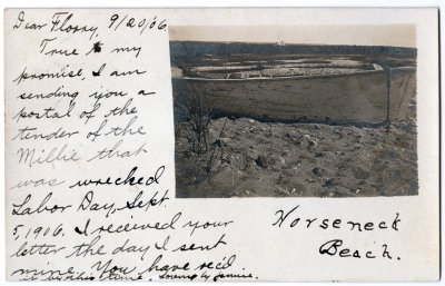 Horseneck Beach tender of the wrecked Millie Sept 5 1906