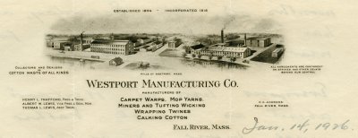 Westport Manufacturing Co. letterhead 14-Jan-1926