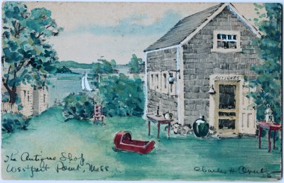 The Antique Shop Westport Point, Mass. (Overly) - hand colored