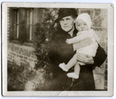 Paul Jr with Grandma (Myrtle C Landis) 6 months old February 1932