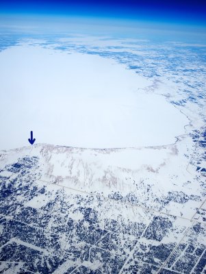 Lake Manitoba in winter, from the air