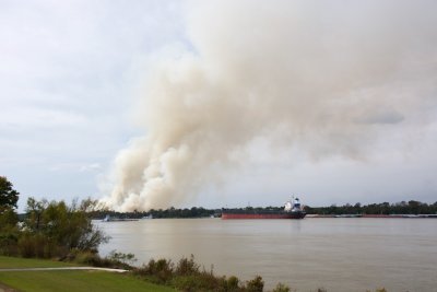 something burning upriver - probably cane fields