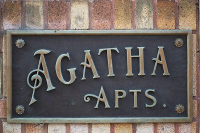 Agatha Apartments sign