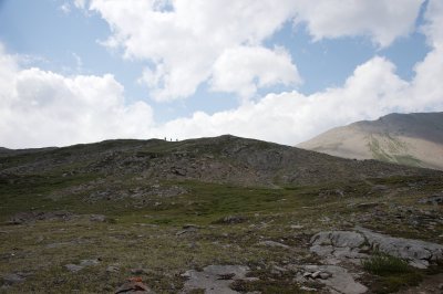 hikers on a low ridge