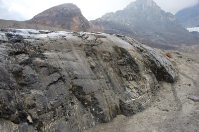 Glacial scratches on bedrock