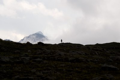looks like a highland piper, but just some guy with a tripod