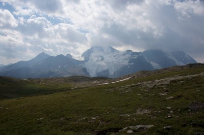 looking south to the mountains east of the Athabasca glacier (Mount Athabasca and Mount Andromeda)