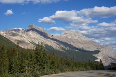 turning back onto the Icefields Parkway