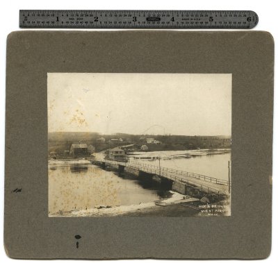 Hix's Bridge Westport Mass (mounted photo) with ruler for scale