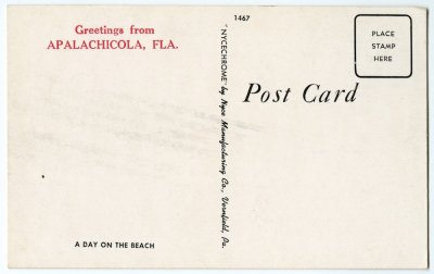 Greetings from Apalachicola, FLA. reverse
