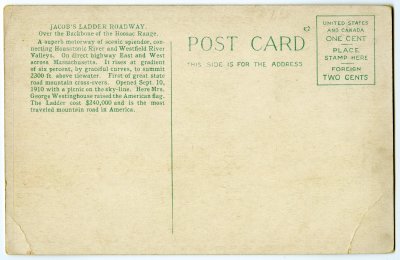 Lookout on Crest, Jacob's Ladder Roadway, Becket, Mass. reverse