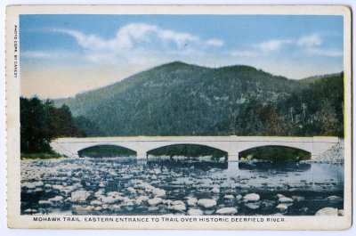 Mohawk Trail. Eastern Entrance to Trail over Historic Deerfield River. (Canedy)