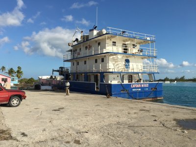 mail boat, Lisbon Creek ferry dock, Mangrove Cay