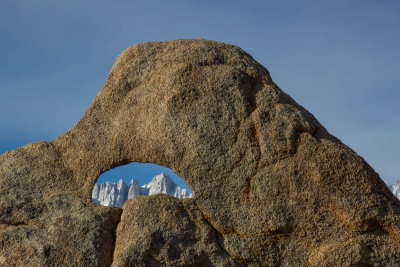 Mt. Whitney through the smallest arch in the Alabama Hills