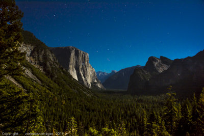 Moonlit Yosemite Valley from Tunnel View