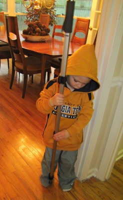 Adjusting tripod -- about to take pictures.