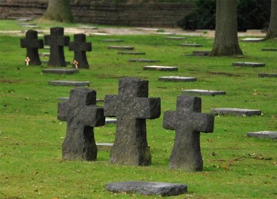 Langemark - dark and gloomy resting place of German casualties.